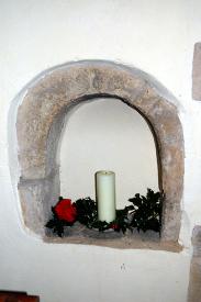Medieval stoup in the south wall of the south aisle January 2010